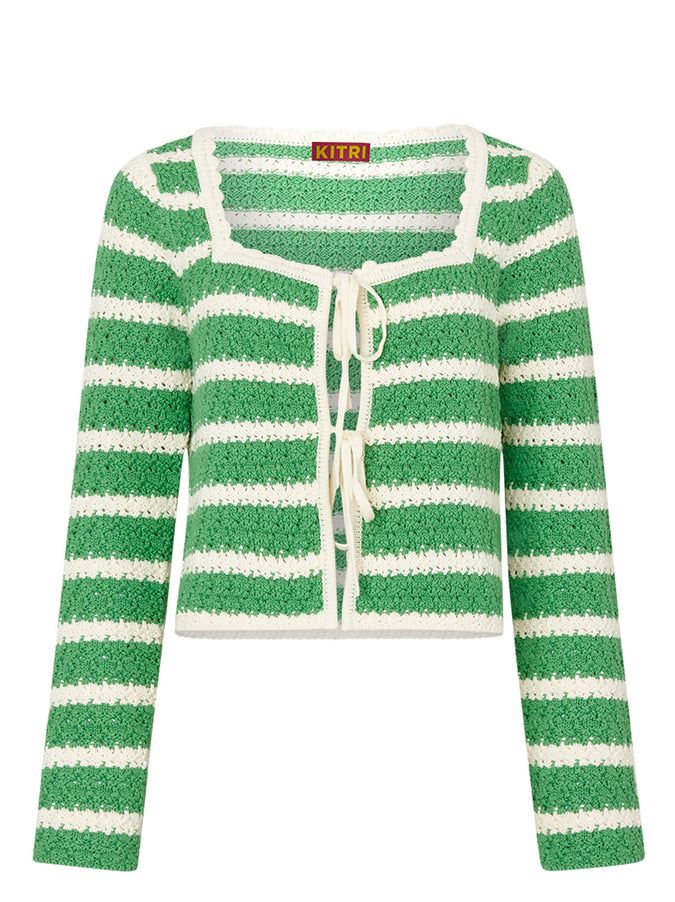 Dionne Green Stripe Knit Cardigan