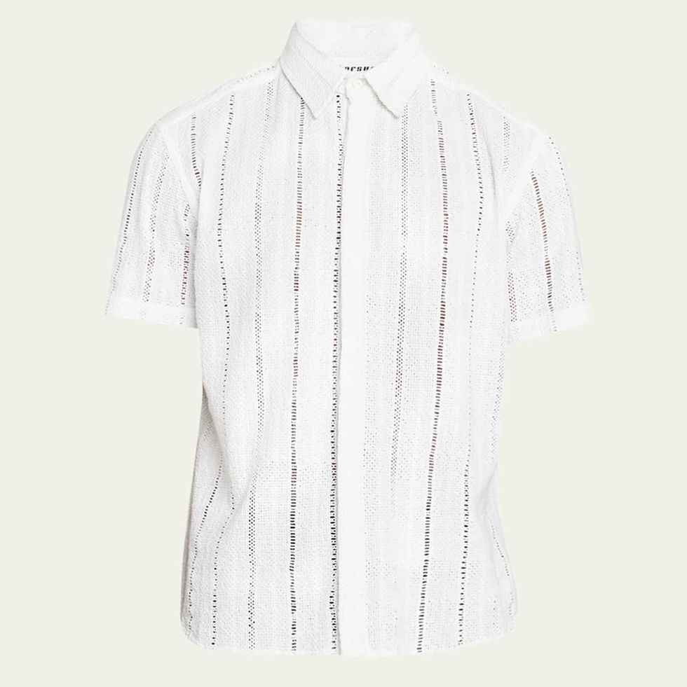 Men's Crochet Broad-Stripe Shirt