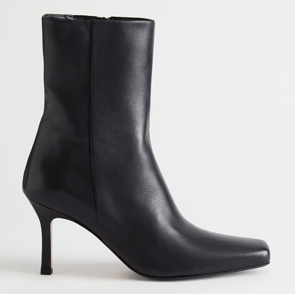 Thin heel leather boots