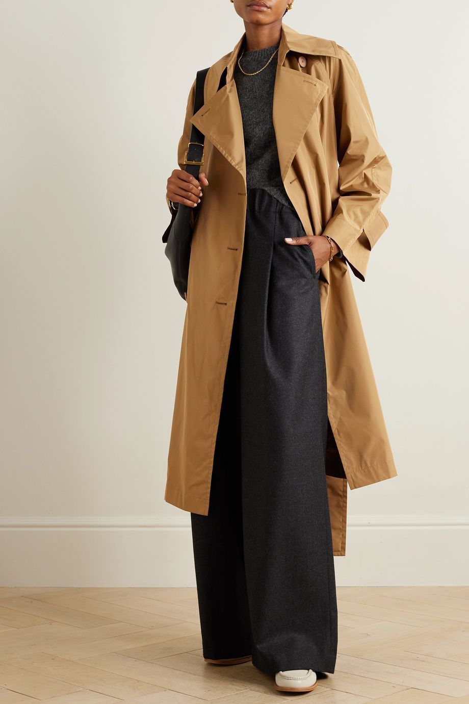Rainwear Chatsworth belted double-breasted shell trench coat