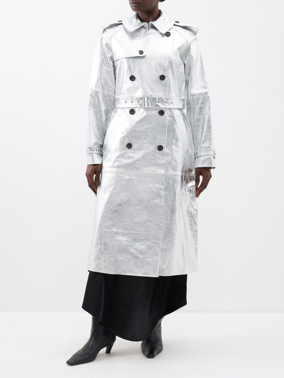 White vinyl trench on sale coat