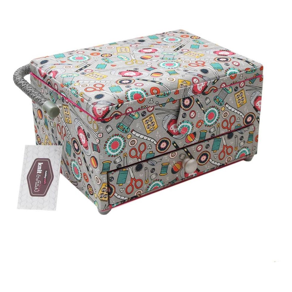 Large Sewing & Craft Basket  Sewing Organizer Box w/Drawer