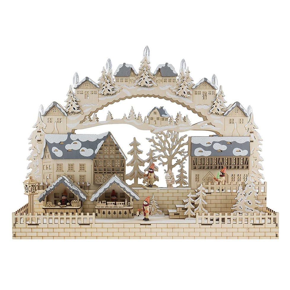 LED Snowy Village Wooden Advent Calendar Decoration