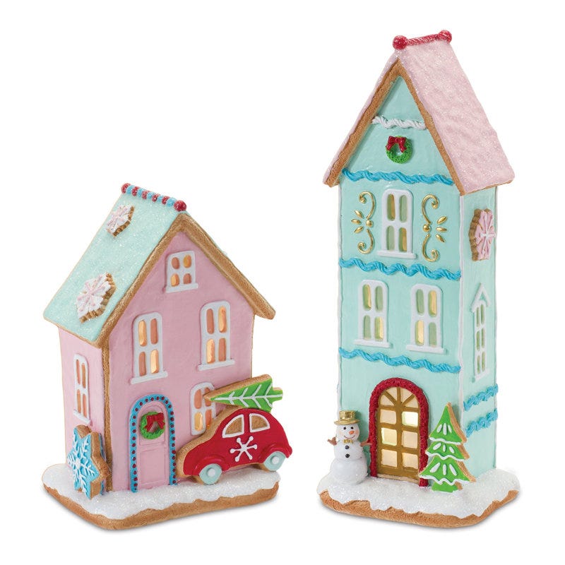 LED Lighted Gingerbread Village House Set