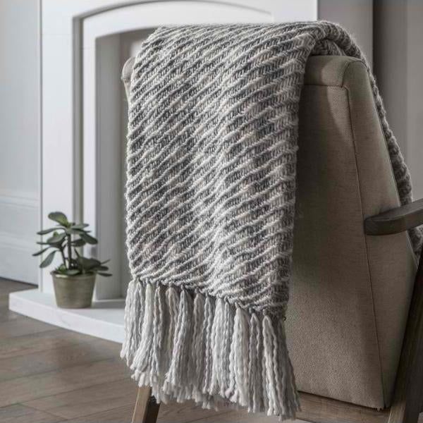 Alaska Houndstooth Throw in Grey and Cream