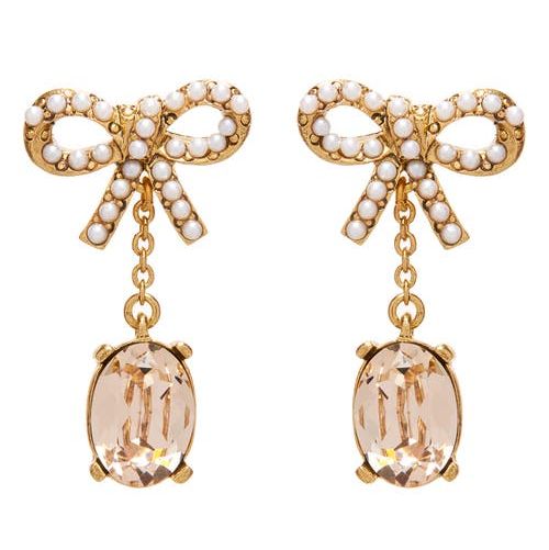 Oscar de la Renta Lil’ Bobbi Crystal & Imitation Pearl Drop Earrings