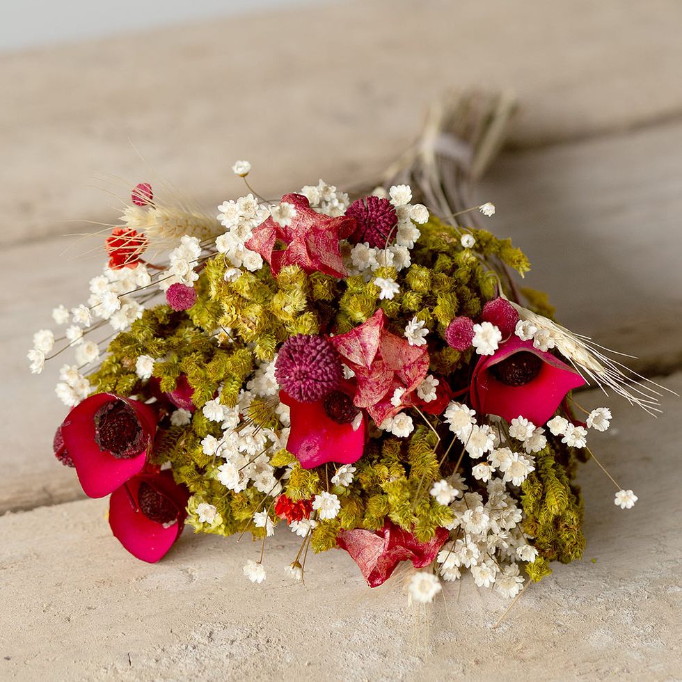 Christmas Red Mini Dried Flowers Bouquet, Mini Bouquet, Dried