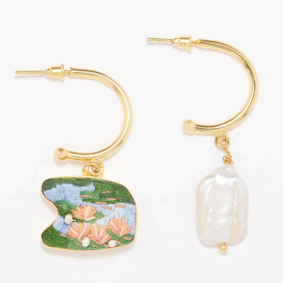 Water Lilies Embroidered Earrings