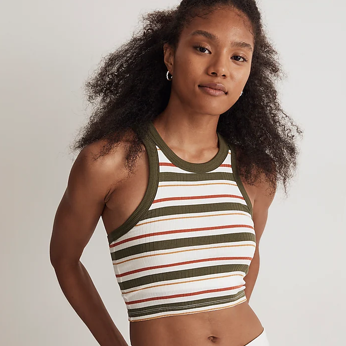 Women's Ribbed High Neck Cropped Tank Top (6 Pack) - Cropped