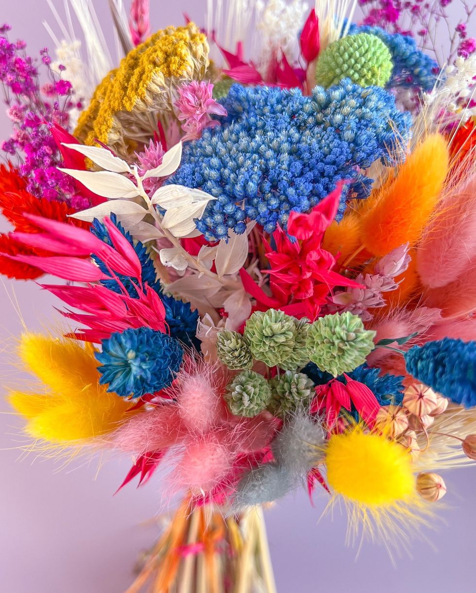The Happy Dried Flower Bouquet - Colourful Rainbow Bouquet for Home Decor, Boho Housewarming Gift, LQBTQ+ Pride, Brightly Home Decor