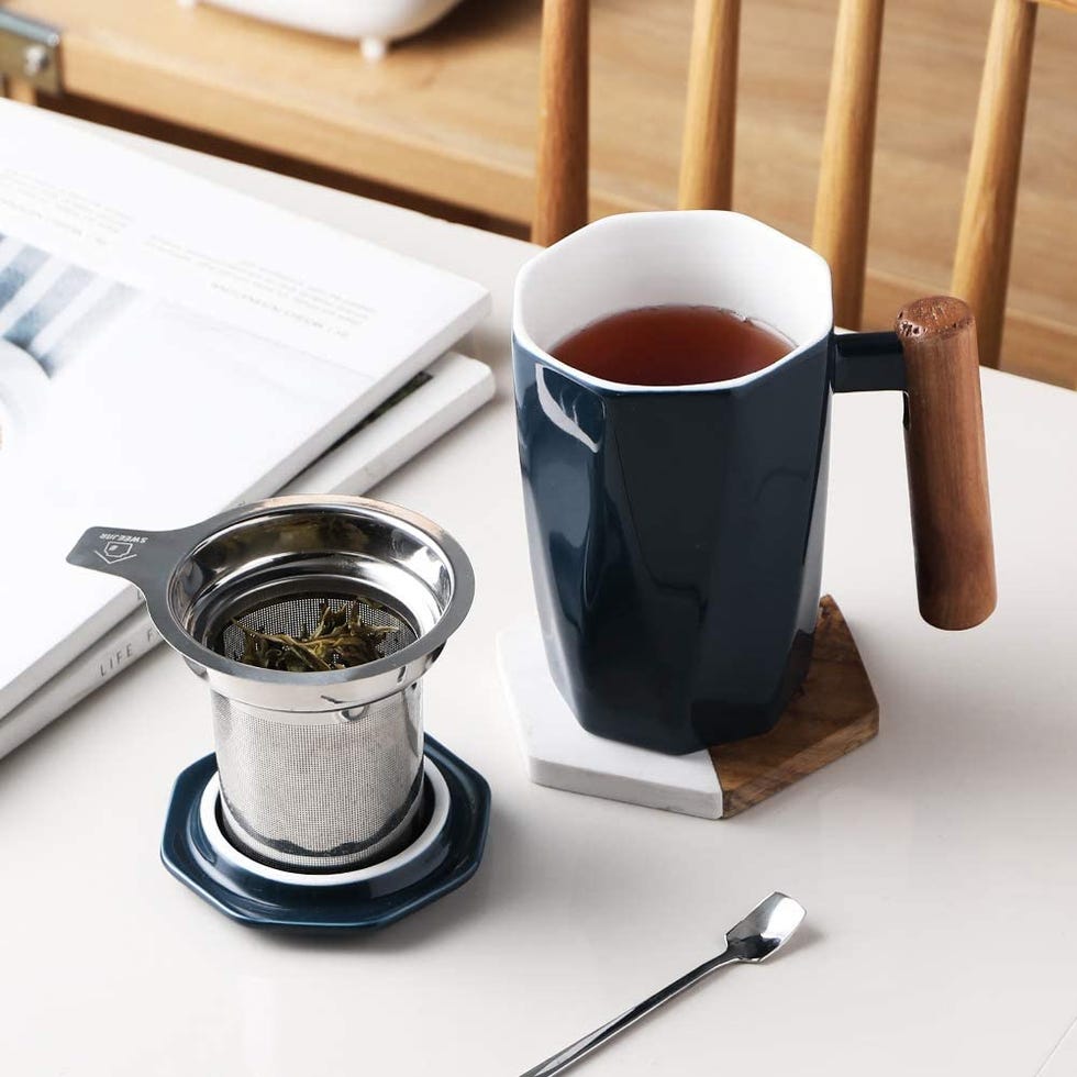 Porcelain Tea Mug With Infuser and Lid 