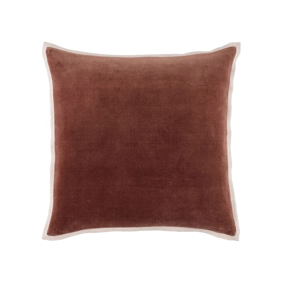 Gehry Velvet Decorative Pillow with Linen Trim