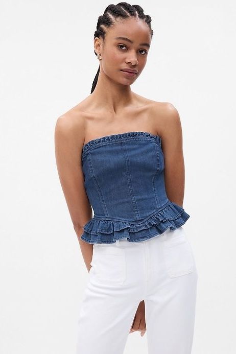 Denim Corset Top with Washwell