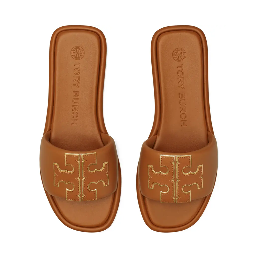 Double T Leather Sandals in White - Tory Burch