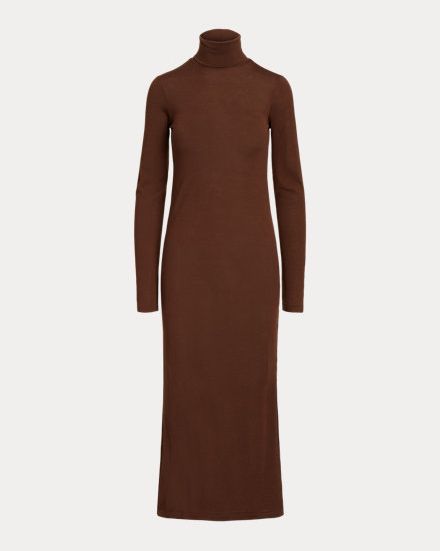 Wool-Blend Jersey Turtleneck Midi Dress