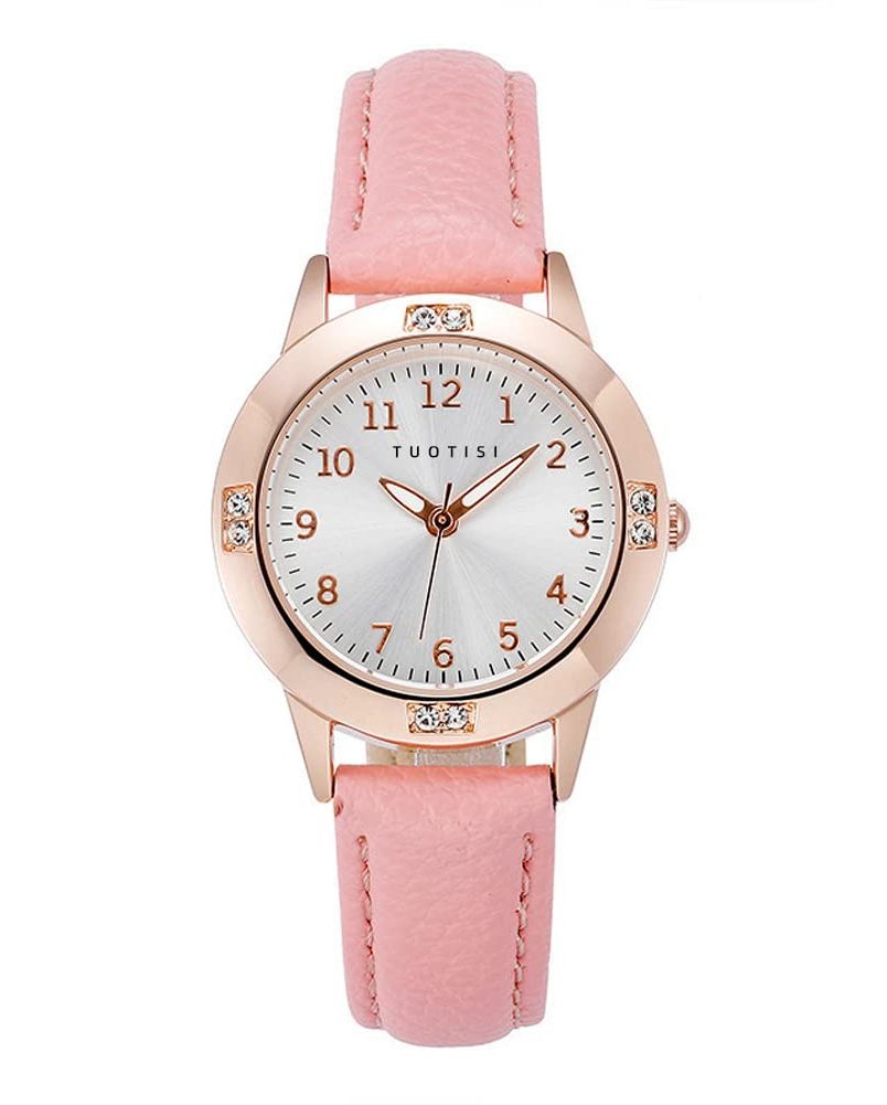 Pink Leather Band Watch