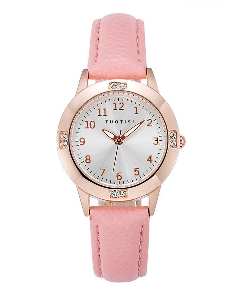 Pink Leather Band Watch