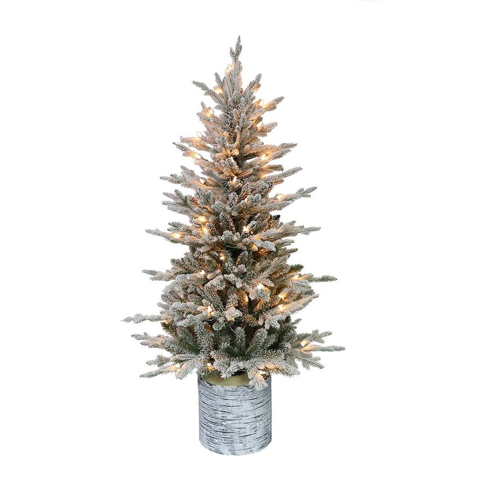 4.5 Foot Pre-Lit Potted Flocked Arctic Fir 