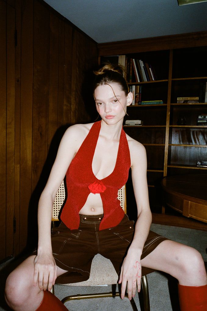 Rose Top in red