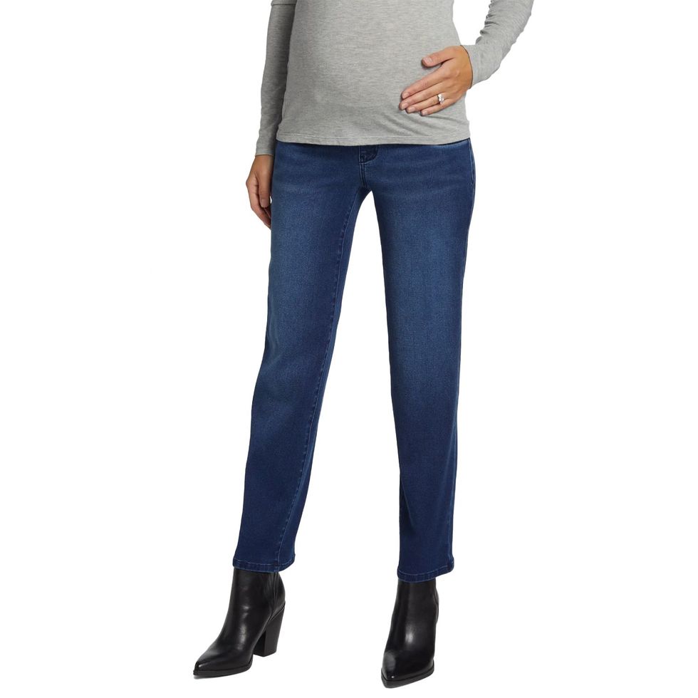 Ingrid & Isabel, Jeans, Isabel Maternity Highrise Under Belly Distressed  Straight Maternity Jeans