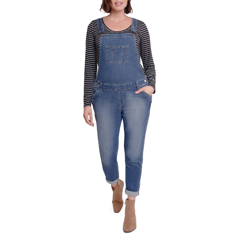 Denim Maternity Overalls in Med Wash