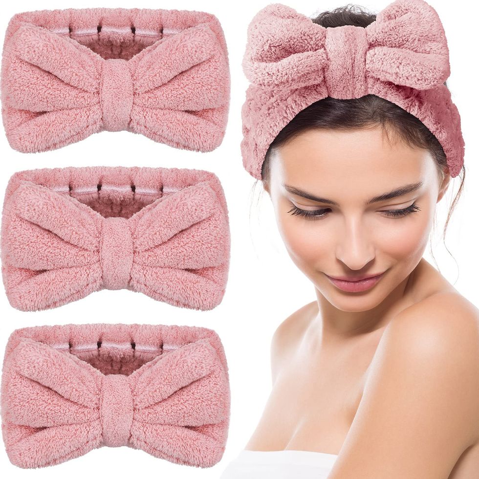 3 Pieces Spa Facial Headband for Makeup and Washing Face Women Spa Yoga  Sports Shower Facial Head Band Elastic Head Wrap for Girls and Women (Dark  Pink, Dark Blue, Milky-White) : 