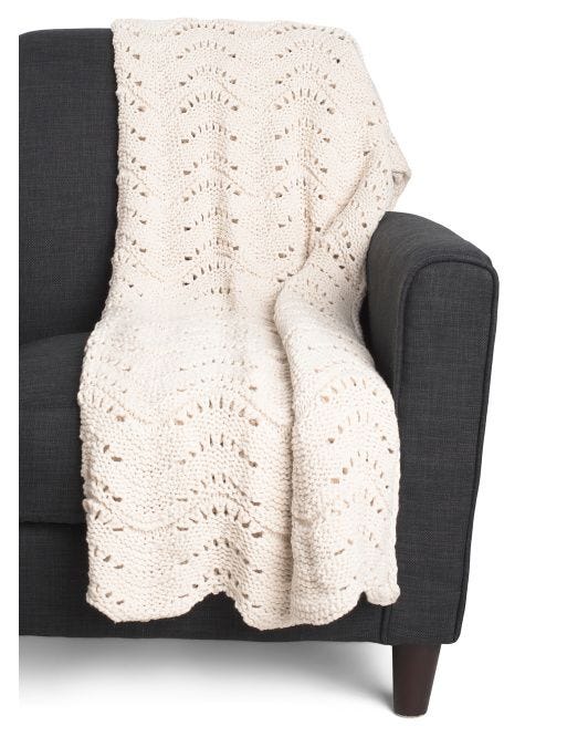 SHABBY CHIC Florence Pointelle Crochet Throw