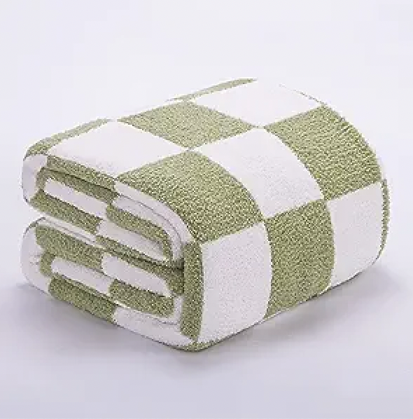 Sage Green Checkered Blanket Knit Throw Blanket