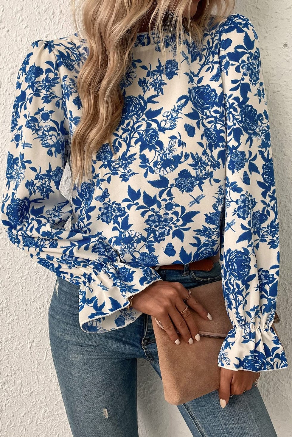 Floral Mock Neck Blouse  