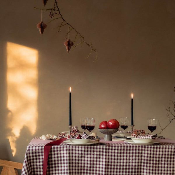 Berry Gingham Linen Tablecloth