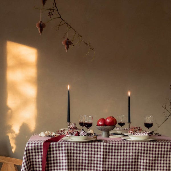 Berry Gingham Linen Tablecloth Berry Gingham Linen Tablecloth