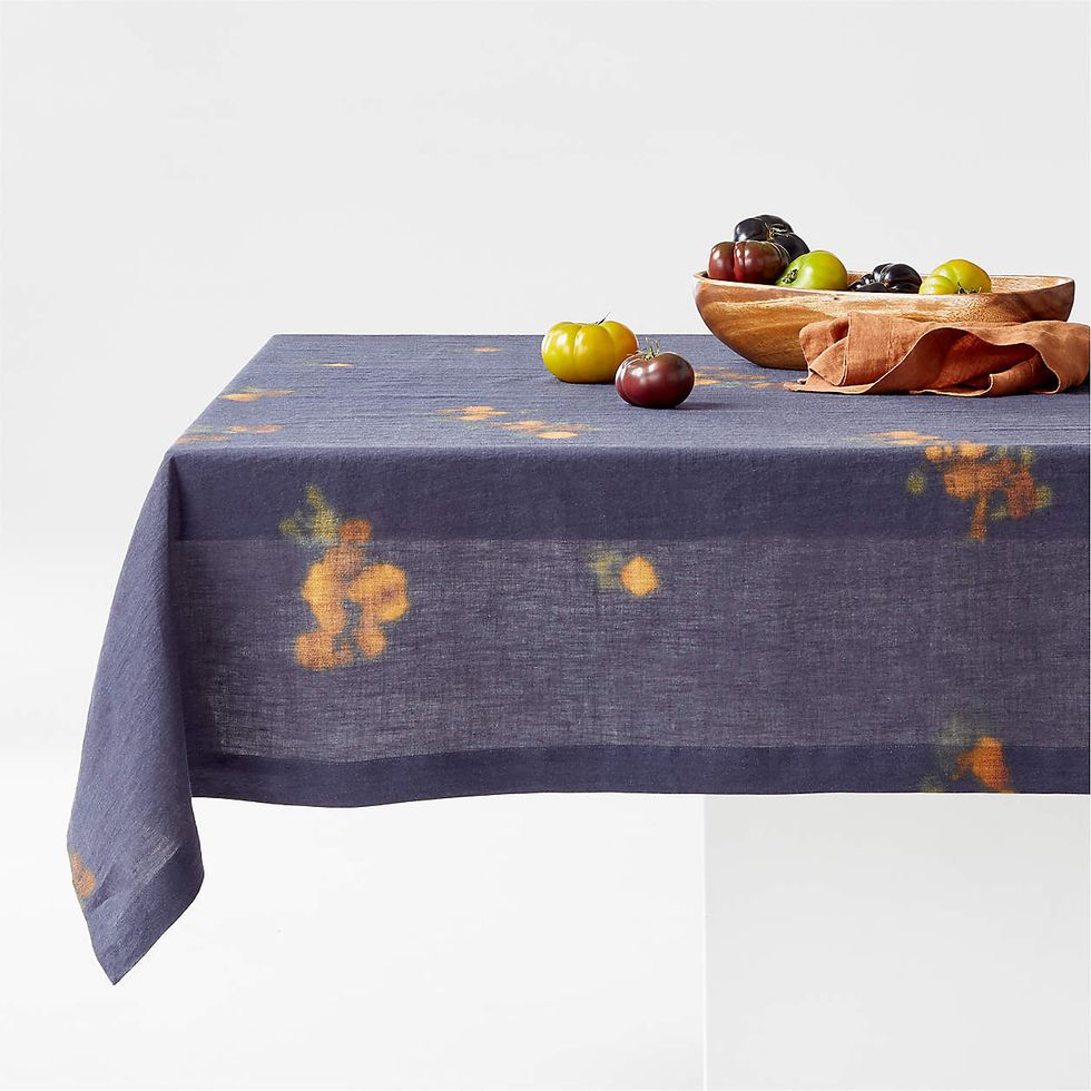Impressionist Floral Linen Tablecloth