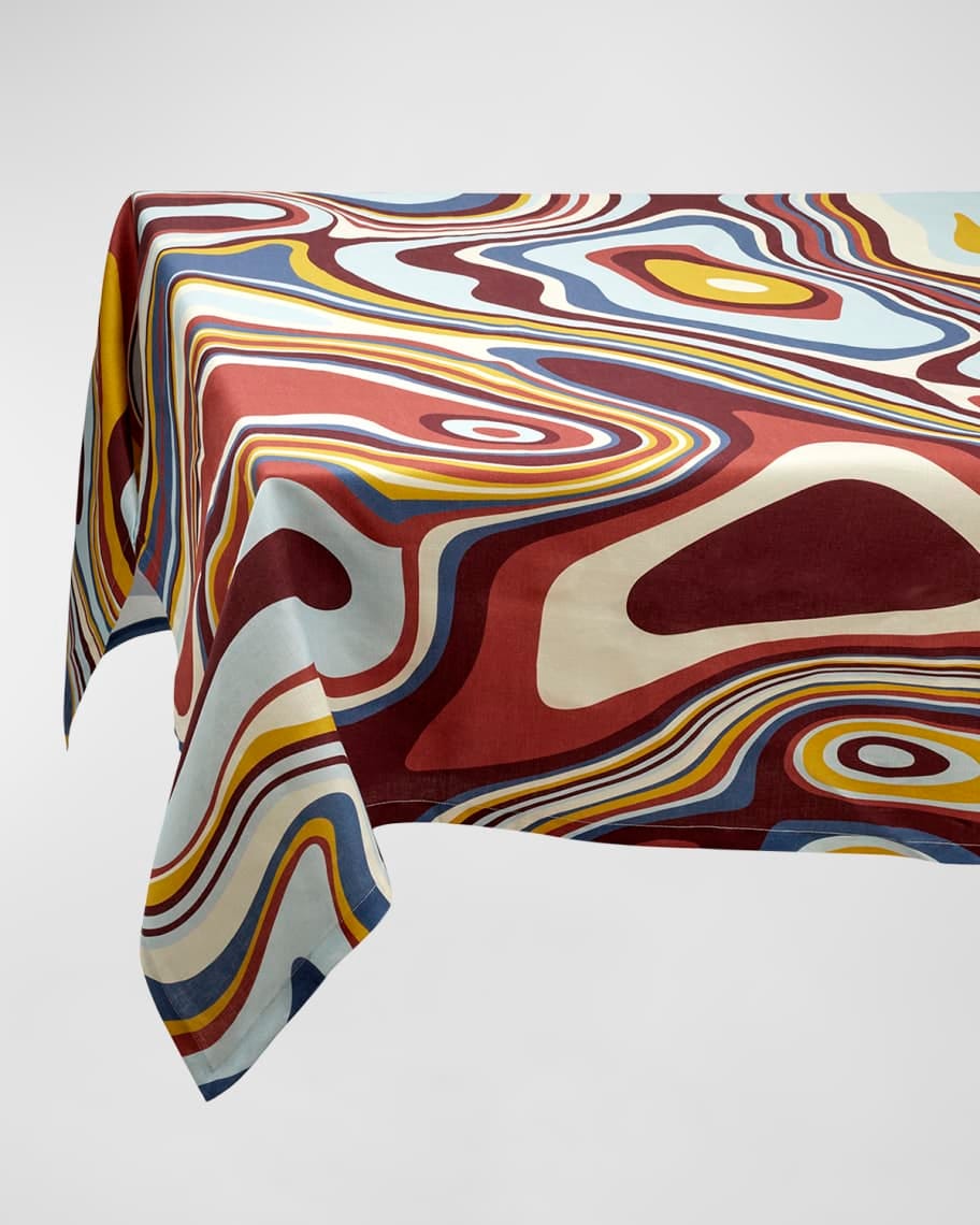 Waves Multicolor Linen Sateen Tablecloth Waves Multicolor Linen Sateen Tablecloth