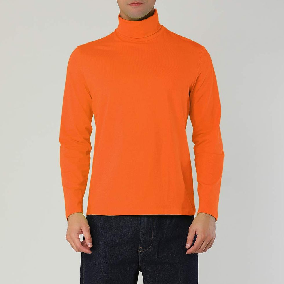 Men's Orange Turtleneck Top