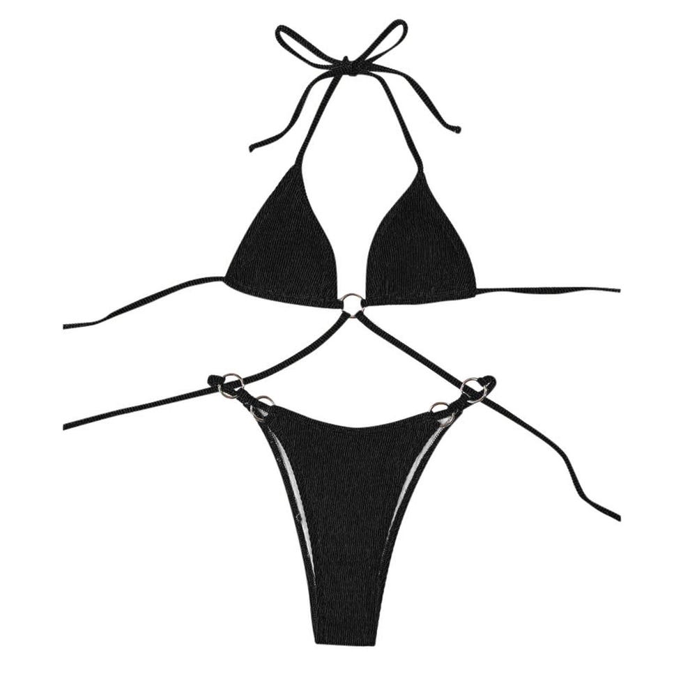 Bikini negro tiras cruzadas