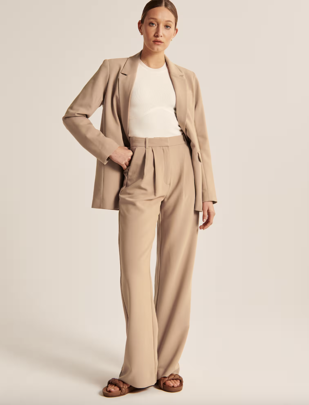Fashion (Beige)Yitimoky Elegant Ladies Suits Pants For Women 2022 Fashion  Back Elastic Band Harem Office Work Pants With Pocket Black Beige DOU @ Best  Price Online | Jumia Egypt