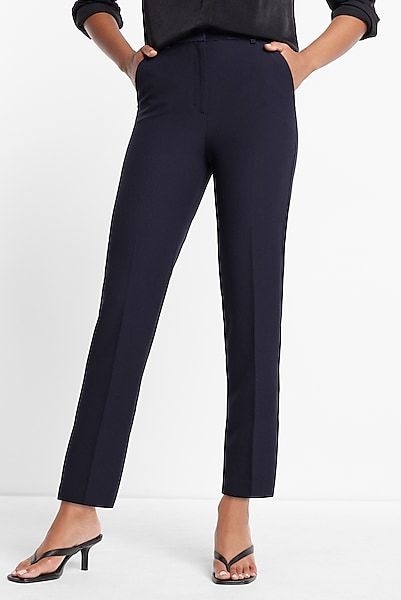 Editor Navy High-Waisted Straight Ankle Pant