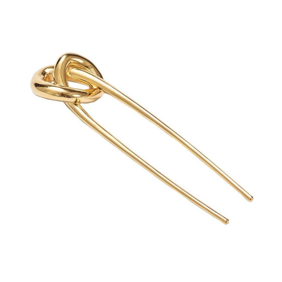 Brass Top Knot Hairpin, Modern Hair Slide, Metal Hair Accessory