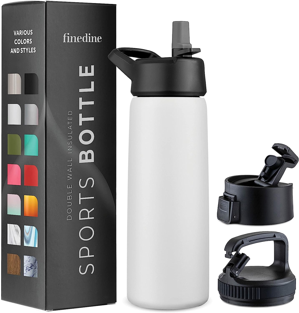 Insulated water bottle with straw