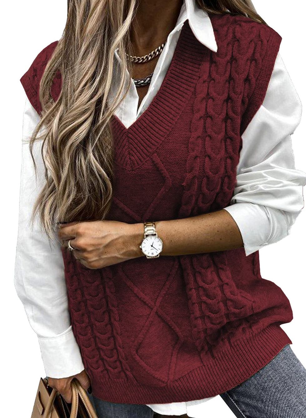Womens V-Neck Sweater Vest Camisoles Tank Tops Knit Sleeveless Loose  Fashion