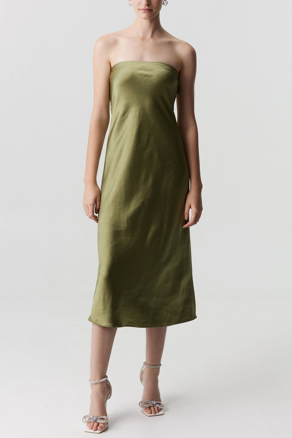 Satin Tie Back Strapless Midi Satin Tie Back Strapless Midi