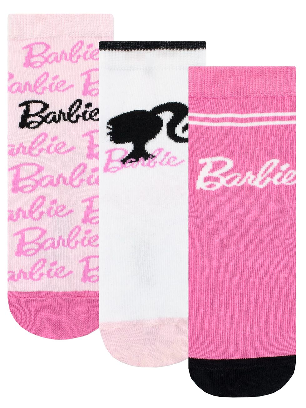 Barbie Girls 3 Pack Socks Pink 20-23
