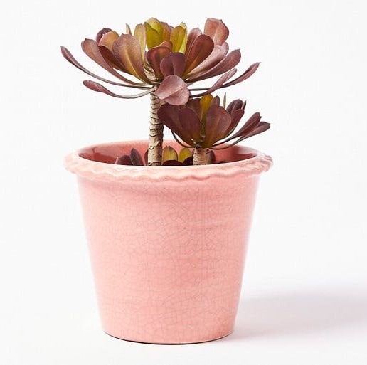 Ivy Crackle Pink Plant Pot M