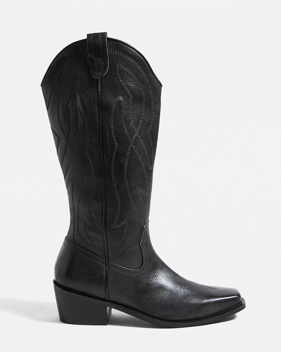 UO Cassidy Western Black Leather Boots