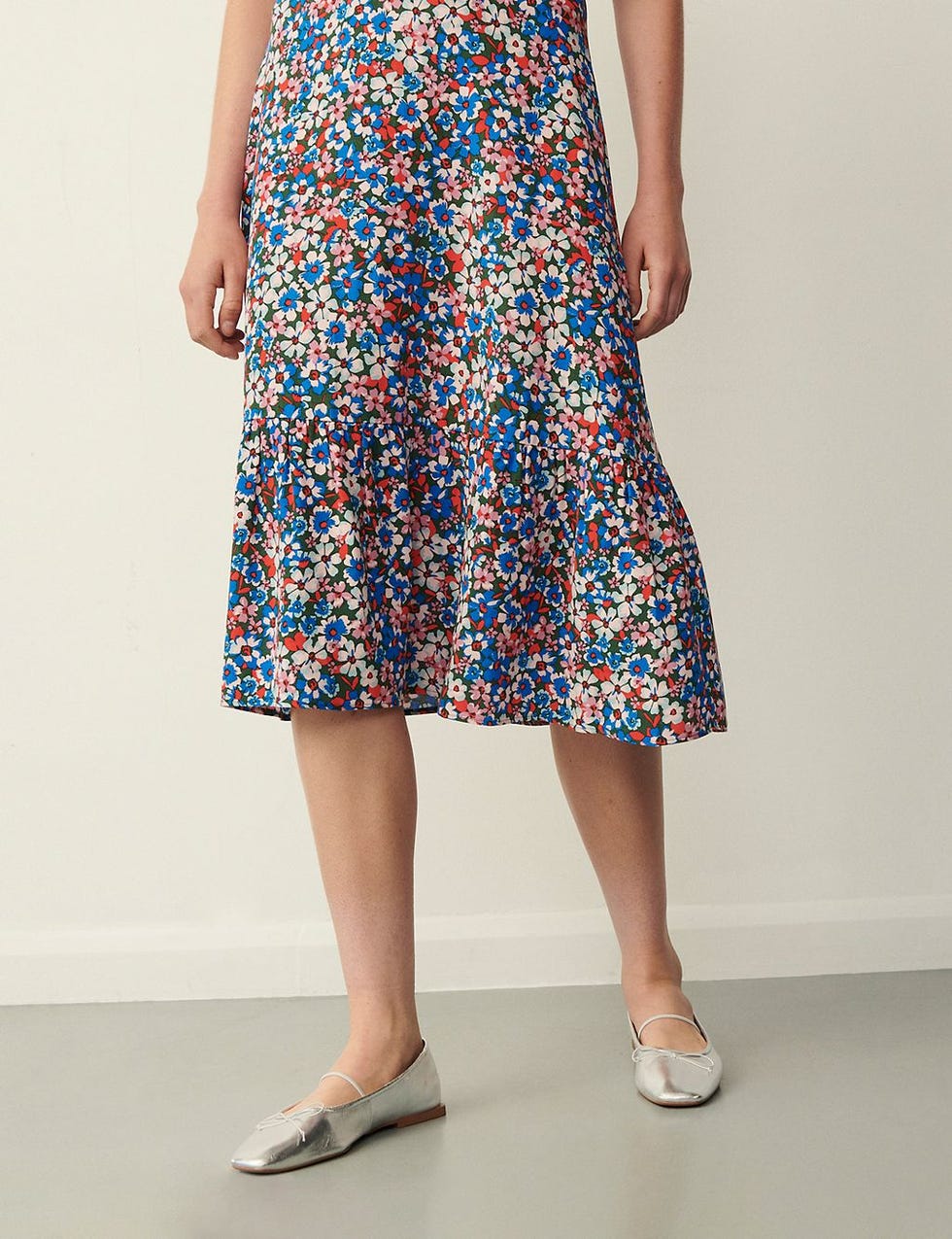 Floral Midi A-Line Skirt