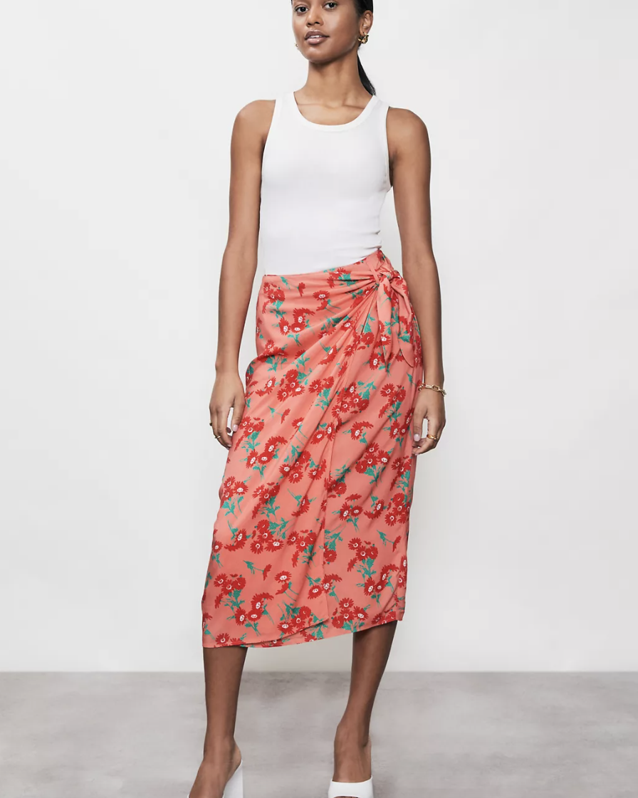 Floral Midi Wrap Skirt