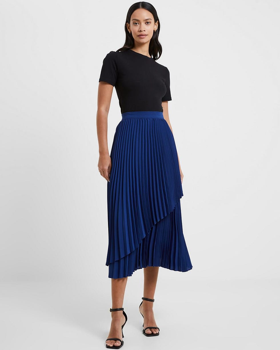 French Connection Pleated Tiered Midi Skirt