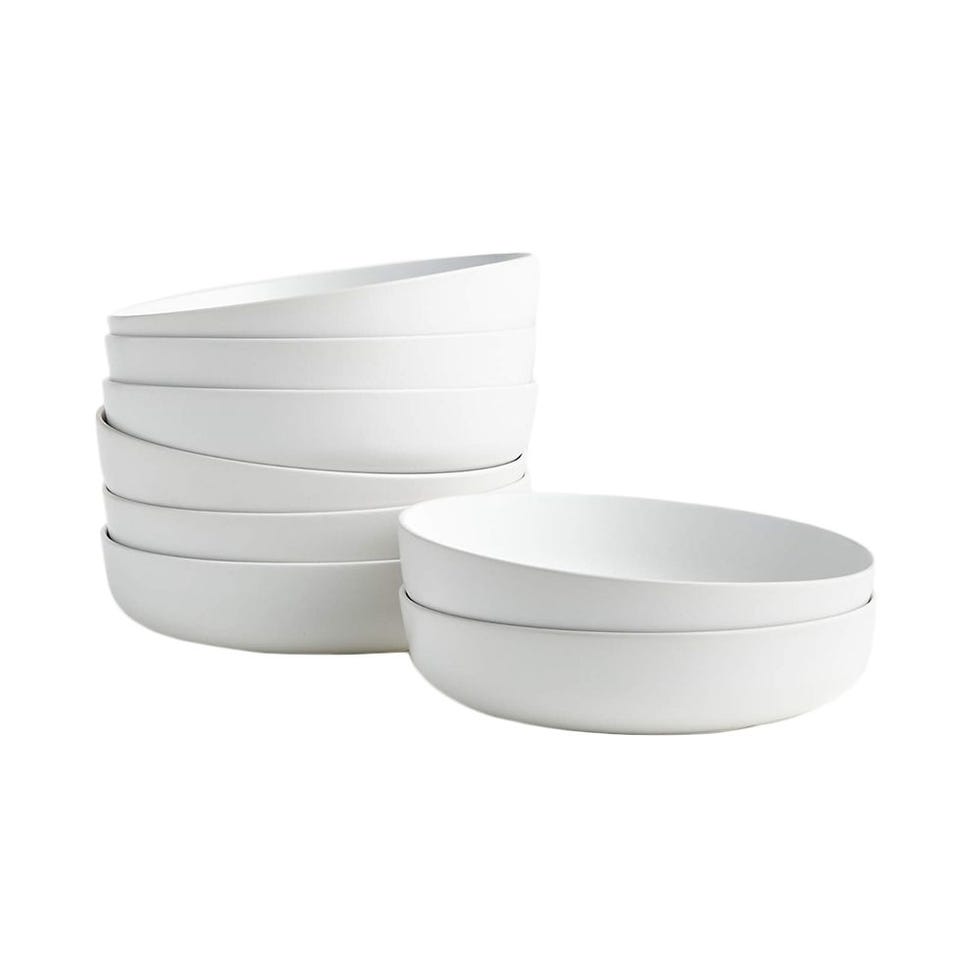 Matte white low bowl set of 8