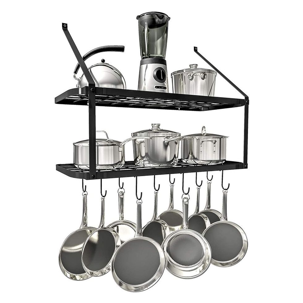 Heavy duty 36 wide dark gray metal wall mount kitchen pot holder