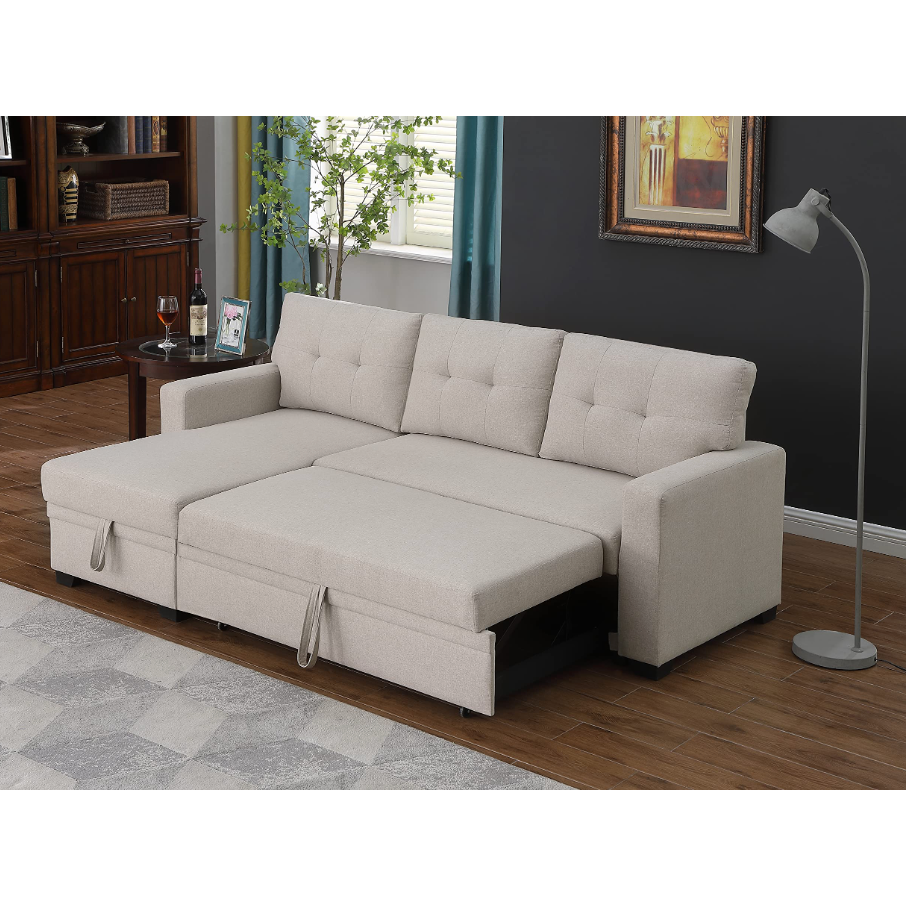 L-Shape Linen Sleeper Sectional L-Shape Linen Sleeper Sectional